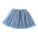 PRINxy Kids Skirt Toddler Girls Cute Party Dance Solid Color Embroidery Net Yarn Tulle Princess Dress Skirt Blue 11-12Years