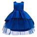 PRINxy Kids Girls Dress Toddler Girls Net Yarn Embroidery Rhinestone Bowknot Birthday Party Gown Long Dresses Blue 12-18Months