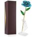 Gold Rose Exquisite Long Stem Dipped 24k Gold Rose In Gift Box With Stand Stunning Light-Blue Rose With Elegant Display Stand Included