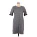 Lou & Grey Casual Dress - Shift Crew Neck Short sleeves: Gray Color Block Dresses - Women's Size Medium