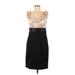 London Times Cocktail Dress - Party Scoop Neck Sleeveless: Black Print Dresses - Women's Size 8
