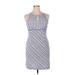 Casual Dress - Sheath Keyhole Sleeveless: Blue Plaid Dresses - Women's Size X-Large