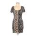 One By One Casual Dress - Bodycon Scoop Neck Short sleeves: Brown Dresses - Women's Size Medium