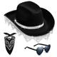 Cosplay Cowboy Hat For Female WesternStyle Top Hat Kerchief Scarf Heart Sunglasses Bachelorette Party Costume Accessory Outdoor Sports Hat Eye Catching Party Hat