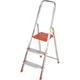 Horison Industries Step Steel Portable Folding Heavy Duty Ladder - Platform Step Ladders - 3 Steps Aluminium Platform Step Ladder - Light Duty - Slim Profile Ladder - Silver /Orange - 1400x435mm