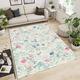 SANSJI Nordic European Floral Area Rug, Watercolor Country Style Machine Washable Floor Carpet, Soft and Plush Mats for Living Room Bedroom 100 x 150 cm