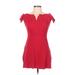 Vestique Casual Dress - A-Line V Neck Short sleeves: Red Print Dresses - Women's Size Large