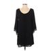 Astr Casual Dress - Mini Scoop Neck 3/4 sleeves: Black Solid Dresses - Women's Size Small