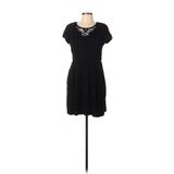 Banana Republic Casual Dress Crew Neck Short Sleeve: Black Solid Dresses - Women's Size 10 Petite