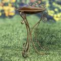 Gracie Oaks Hesperange Three Birds Galvanized Round Birdbath Plastic | 34"H x 20.5"W x 20.5"D | Wayfair 07427E5033814C958DD777BEAA8FF9F0