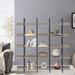 Latitude Run® 5 Tier Industrial Wood Open Bookshelf w/ Metal Frame, Black in Gray | 70.87 H x 70.87 W x 11.8 D in | Wayfair