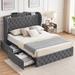 House of Hampton® 46.1" Platform Bed Upholstered/Metal in Gray | 46.1 H x 55.9 W x 81.1 D in | Wayfair 07AAD7A9DDFB4741BB659A0072ACA707