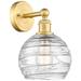Athens 3" High Satin Gold Sconce With Deco Swirl Shade