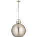 Newton Metal Sphere 16"W Satin Nickel Stemmed Pendant w/ Satin Nickel