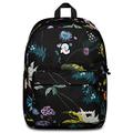 Invicta Carlson Fantasy Schulrucksack, Schwarz – Innentasche, PC-Tasche, Seitentasche für Trinkflasche – Reiserucksack, Universitätsrucksack – Eco Material, Black Flowers, 30 x 41,5 x 18, Casual