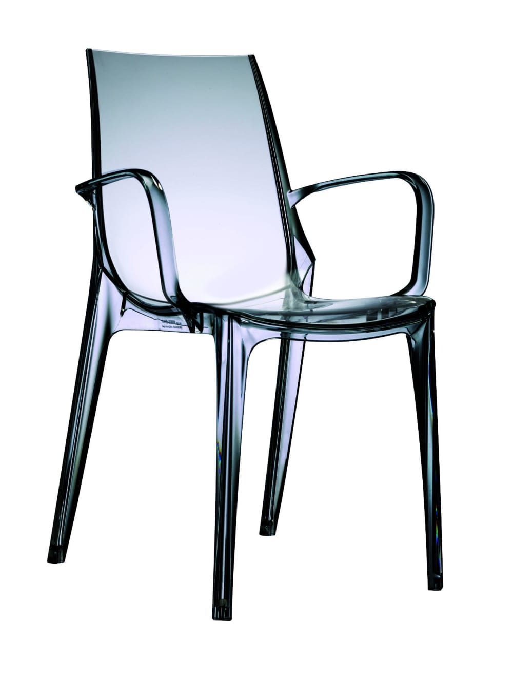 Chaise design en plastique gris transparent