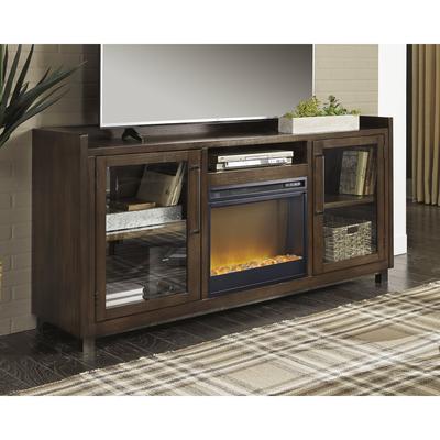 Signature Design by Ashley Starmore Brown 70" TV Stand for TVs up to 80" with Electric Fireplace - 70.25"W x 19.25"D x 35.25"H