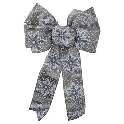 14" x 9" Snowflake 6 Loop Christmas Bow Decoration - 14" x 9"