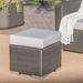 Outdoor 16" Wicker Ottoman Seat Water Resistant Cushion Single Gray