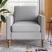 Classic Armchair Linen Padded Seat Accent Chair with Bronze Nailhead Trim and Wooden Legs for Living Room, Bedroom