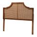 Risha Mid-Century Modern Ash Walnut Finished Wood and Rattan Headboard