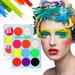 Jaycosin Neon Makeup Set Rainbow Colorful Body Paint Smudgeproof Eyeliner Eyeshadow Face Painting Black Light Glow Fluorescent Kit For Ha