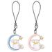 2 pcs Moon Star Rabbit Phone Charms Cute Cellphone Charm Decorative Phone Strap Chains