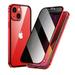 ELEHOLD for iPhone 15 Plus 6.7 inch Privacy Case Anti-Peeping Double Metal Side Clear Tempered Glass Privacy Screen Protector Anti-Fall Shockproof Powerful Magnetic Case for iPhone 15 Plus Red