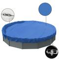 Sunshades Depot 12 Ft Blue Round Pool Cover Heavy-Duty Above Ground Pool Winter Covers Wire Rope Hemmed All Edges for Above Ground Swimming Pools Trampoline Cover (12 Blue)