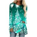 YFPWM Merry Shirt Women Merry Christmas Tee Print Casual Tops Tees Round Neck Long Sleeve Oversized Pullover Snowman Tees Women Christmas Blouse Dressy Casual Shirts Tunic Tops Mint Green L