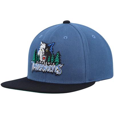 Mitchell & Ness Herren Blau/Schwarz Minnesota Timberwolves Hardwood Classics Team Two-Tone 2.0 Snapback-Mütze Image