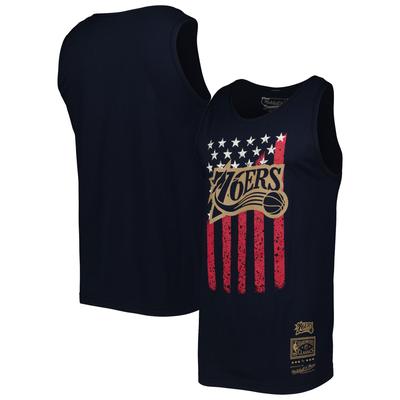 Mitchell & Ness Navy Philadelphia 76ers Hardwood Classics Americana Stars and Stripes Tanktop für Herren Image