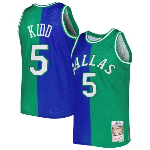 Mitchell & Ness Herren Jason Kidd Blau/Grün Dallas Mavericks Hardwood Classics 1994/95 Split Swingman-Trikot