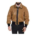 Dolce & Gabbana , Dark Camel Cotton Zip Blouson Jacket ,Brown male, Sizes: S