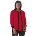 Plus Size Women's Fine Gauge Cardigan by Jessica London in Classic Red Black (Size 30/32) Sweater