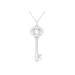 Women's Sterling Silver Diamond Accent Pisces Zodiac Key Pendant Necklace by Haus of Brilliance in White