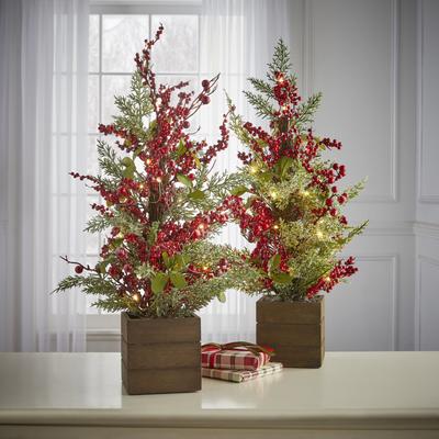 Red Berries Tree with Pot by BrylaneHome in Red