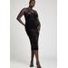 Plus Size Women's Velvet Midi Dress With Cowl by ELOQUII in Black Onyx (Size 14)