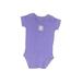 Carter's Short Sleeve Onesie: Purple Print Bottoms - Size 3 Month