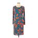 Lularoe Casual Dress - Shift Scoop Neck 3/4 sleeves: Red Floral Dresses - Women's Size Medium