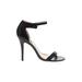 ShoeMint Heels: Strappy Stilleto Cocktail Party Black Print Shoes - Women's Size 9 1/2 - Open Toe