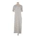 Nordstrom Casual Dress - Midi Crew Neck Short sleeves: White Stripes Dresses - Women's Size 2X-Small