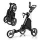 GYMAX 3 Wheels Golf Push Pull Cart, Lightweight Height Adjustable Golf Trolley with Storage Bag, Foot Brake, Umbrella Holder and Built-in Cooler, Foldable Golf Bag Holder (Grey)