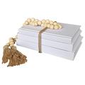 Kigan Home Linen Covered Decorative Books, Set of 3 (Pearl White) - Fabric Covered Book Set Home Decor for Shelves, Fireplace Mantel, Coffee Table, Console/Bedside Table or Farmhouse Tiered Tray