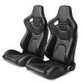 Modern Depo Universal Racing Seats Pair w/ Dual Sliders, Pu & Carbon Leather Red Stripe Reclinable Left Right | 38 H x 21 W x 22 D in | Wayfair