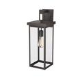 Millennium Lighting Barkeley 16" Tall Steel Outdoor Wall Sconce Glass/Metal/Steel in Brown | 22 H x 8 W in | Wayfair 42602-PBZ