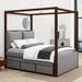 Latitude Run® Calijah Full/Double Storage Canopy Bed Wood & /Upholstered/Velvet in Gray | 76 H x 56 W x 82.3 D in | Wayfair