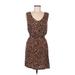 Lucky Brand Casual Dress - Mini Scoop Neck Sleeveless: Brown Leopard Print Dresses - Women's Size Medium