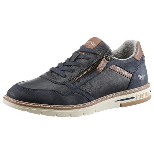 Schnürschuh MUSTANG SHOES Gr. 45, blau (navy) Herren Schuhe mit Reißverschluss, Freizeitschuh, Halbschuh, Schnürschuh