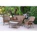 Jeco 4 Piece Windsor Honey Wicker Conversation Set Brown Cushion